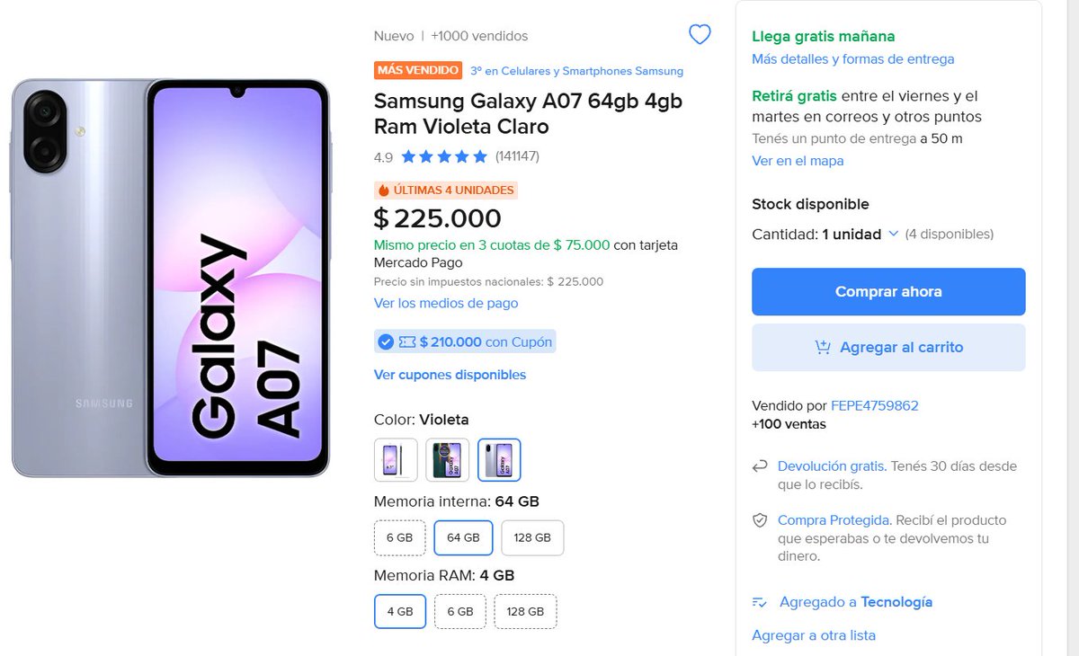 radarahorro's tweet photo. Radar Detecta 🚨

En relación precio-calidad y para una persona que no vaya a utilizar el celular más que para ver YouTube o Tiktok este teléfono es el mejor. 

Y además con el código VOLABA te queda en $210.000 con opción a mismo precio con 3 cuotas.

https://t.co/aXLUqZhSnX https://t.co/KDNrI0qmlg