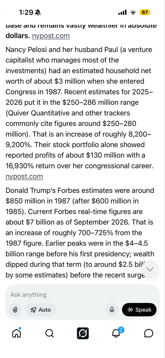 jfluc72's tweet photo. @CrackinCrayPas @ewjohnson4 @mikeboch60 @SteveRattner First off Paul Pelosi isn’t a billionaire . As you can see by the attachment below , she and her husband have been outpacing Trump by percentage since she’s been in Congress . Nobody should be doing this while in office . They have inside info on a lot and I mean nothing of them https://t.co/2W1bis3NbX