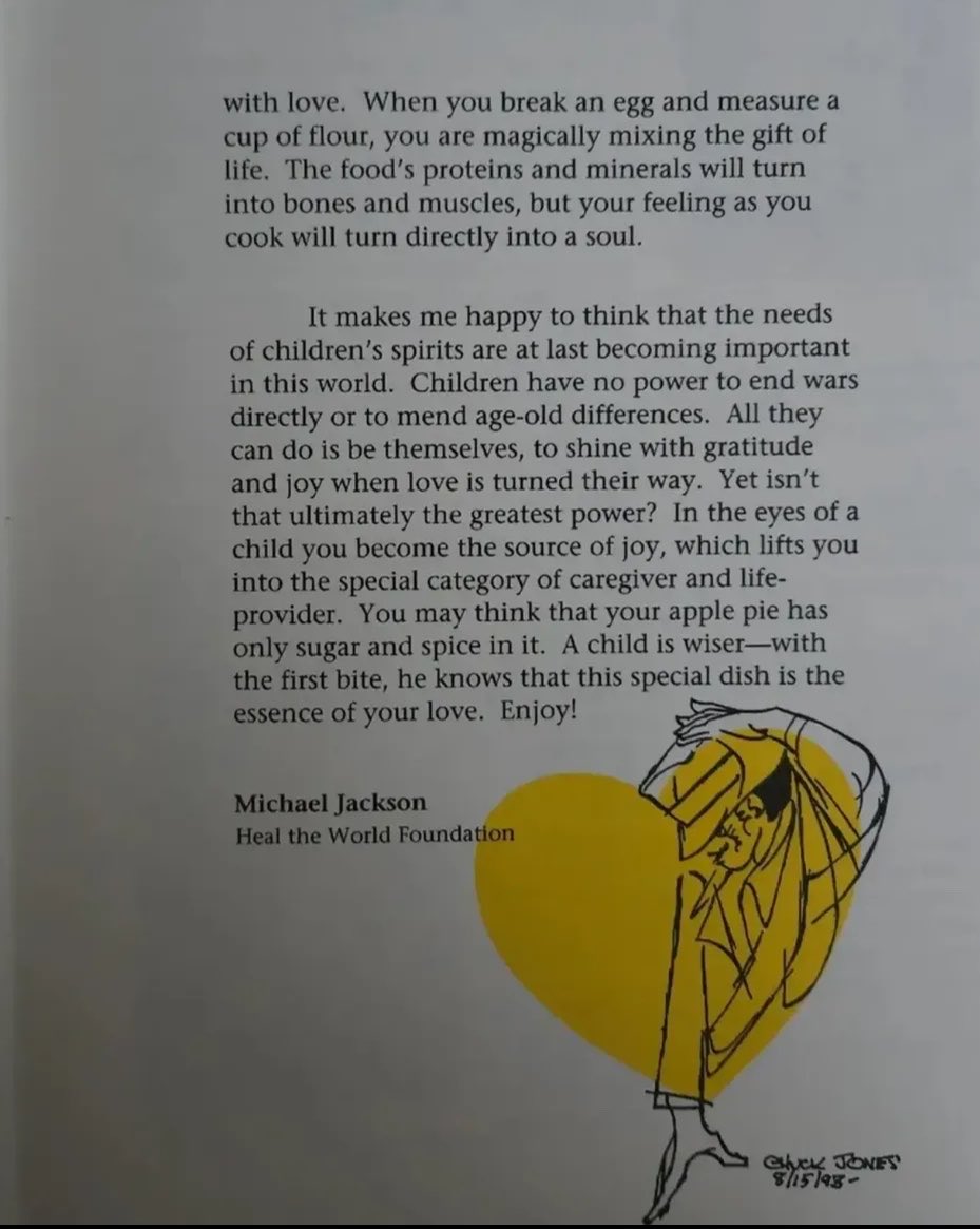 gibastosp's tweet photo. michael jackson escreveu o prefácio de um livro de receitas infantis e a leitura quase me fez chorar. inaceitável a humanidade ter perdido esse homem https://t.co/RytodQDKgS