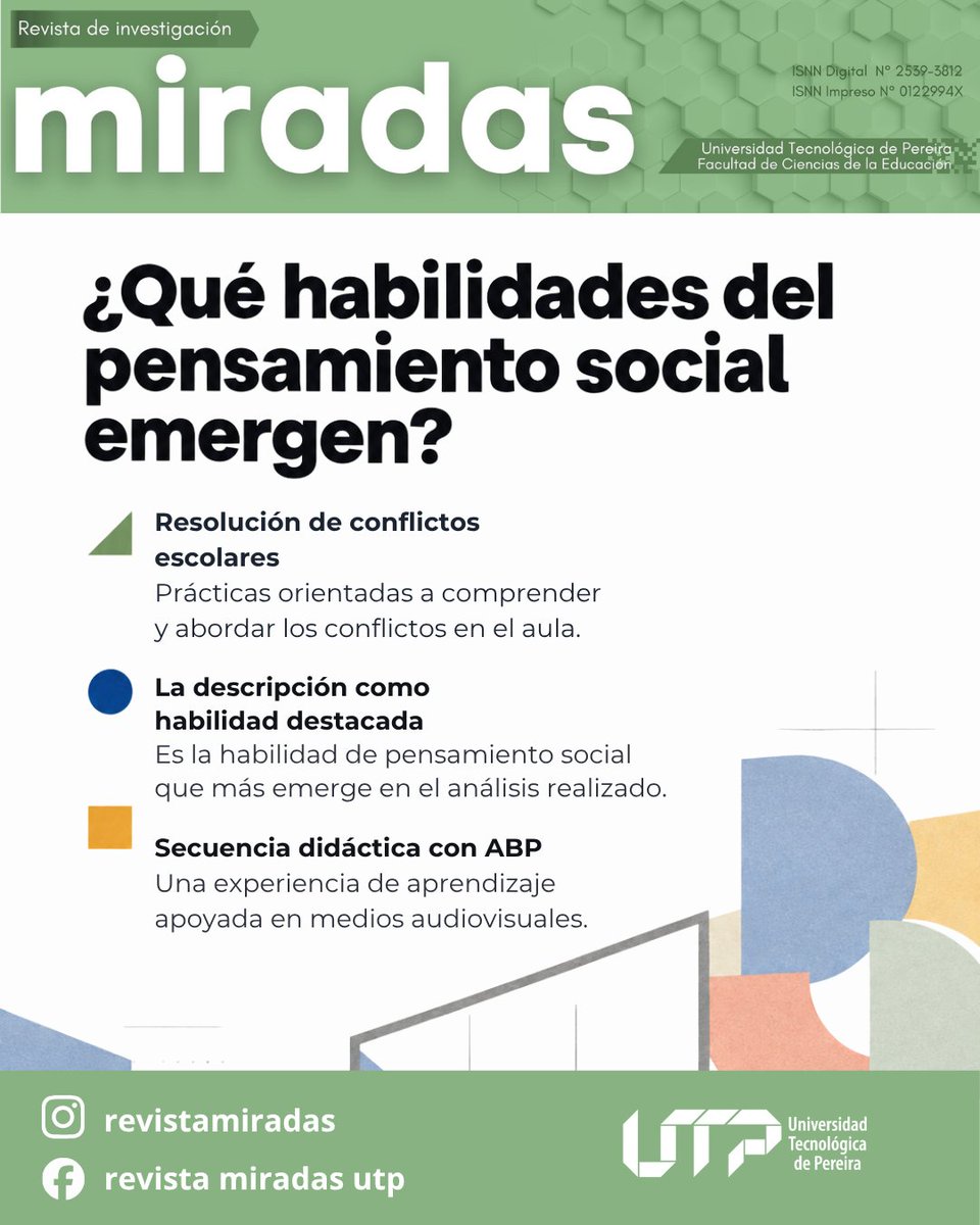 miradasutp's tweet photo. ¿Qué pensamiento social emerge con apoyo audiovisual en el aula? Estudio en Revista Miradas halla la descripción como habilidad clave.

Link del artículo :https://t.co/t49GrpVFv8
#RevistaMiradas #UTP #PensamientoSocial #Educación https://t.co/Pt7PN6j3jz
