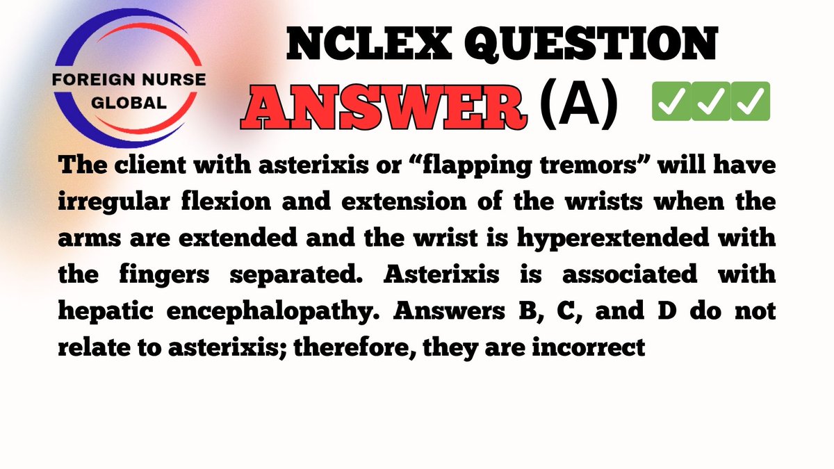 foreignnurseglb's tweet photo. NCLEX QUESTION ANSWER.....
KUDOS TO THOSE THAT GOT IT RIGHT.....
KEEP PRACTICING IF YOU DIDN'T GET IT RIGHT.....
#FNG #foreignnurseglobal #nclexreview #nclexstudying #nclexsurepass #nclexmadeeasy #nclexpass #NCLEX #NCLEX_RN #nclexprep #nclextips #USRN #nclexpreparation https://t.co/VL3GB39h8U