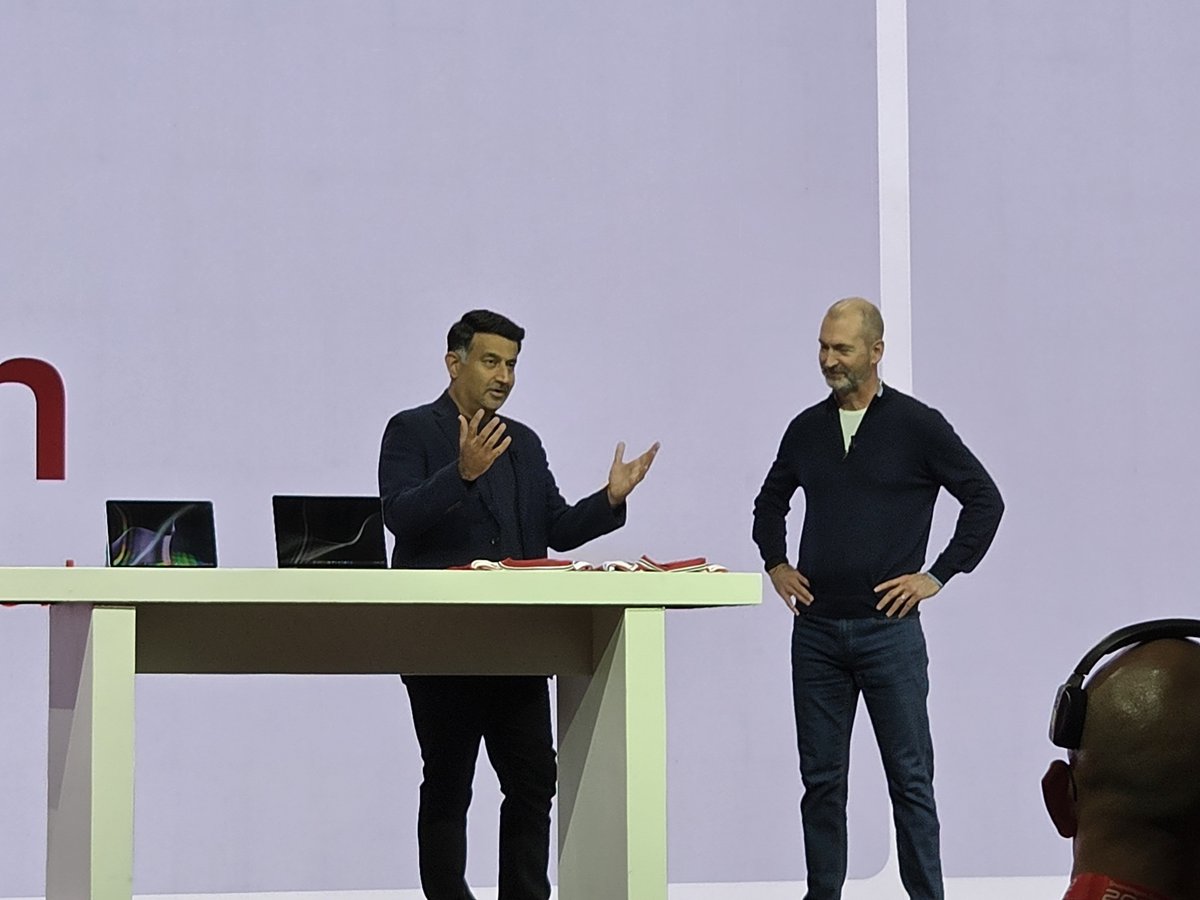 zacbowden's tweet photo. Microsoft is announcing the new Surface Pro 12-inch and Surface Laptop 13-inch with Snapdragon X2 Plus on stage at Snapdragon Summit right now https://t.co/1zIiWoSUxA