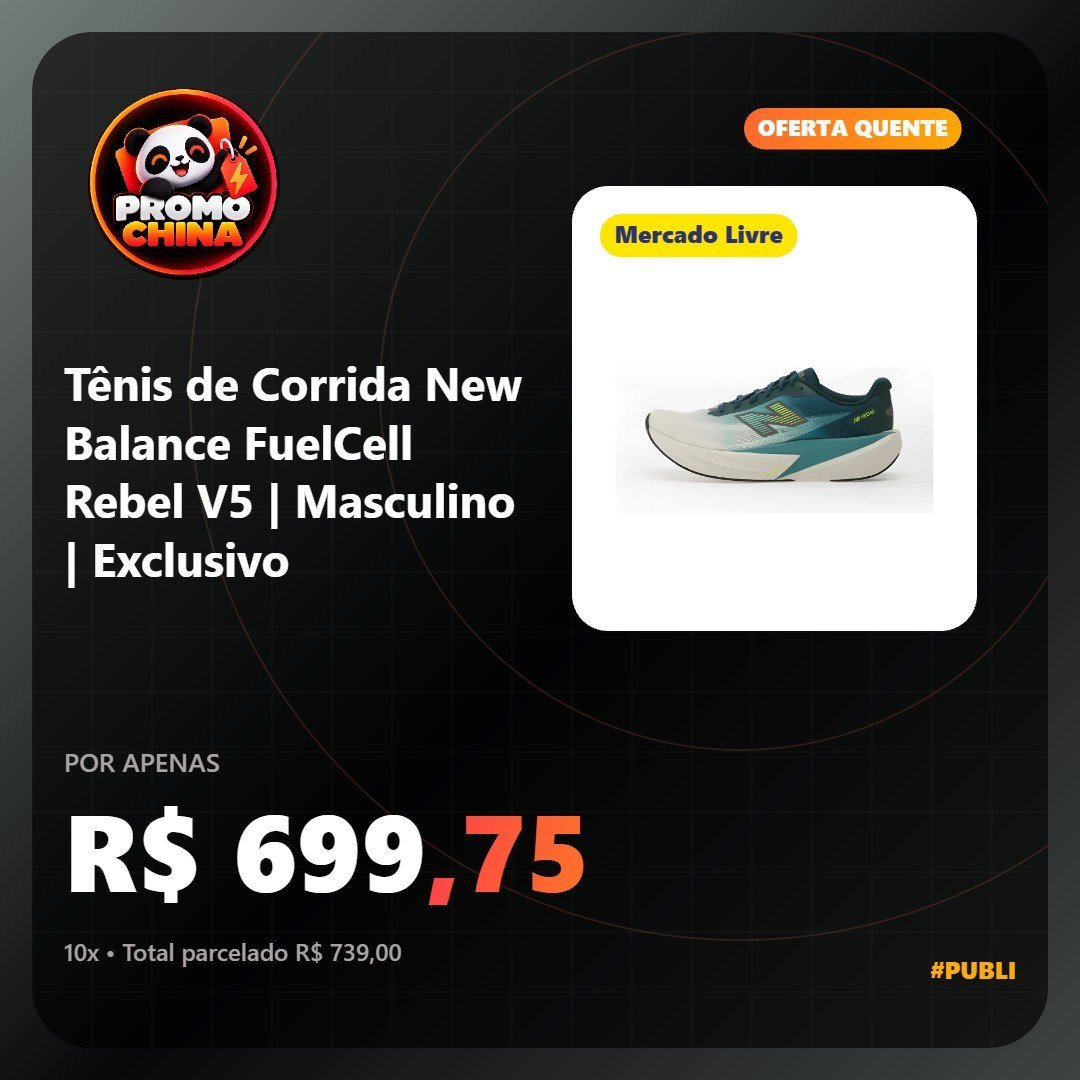 promochina_'s tweet photo. ⚡️ Tênis de Corrida New Balance FuelCell Rebel V5 | Masculino | Exclusivo
💲 R$ 699,75 (no Pix)
💲 R$ 739,00 (em 10x de R$ 73,90 sem juros)
🛒 Cupom: MELHORCUPOM
🔗 https://t.co/2XWsBpFlax

Aplique também o cupom da página https://t.co/nDdOWYFoRJ