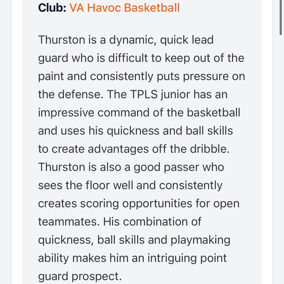 VAHavoc's tweet photo. Check out this nice write-up on TPLS c/o 2029 Javarius Thurston @thurston43618 on our @risecircuit 16U team! He is one of the top point guards in 2029! Coaches get on him now ๐! #JavariusThurston #ProtectThisHouse @vahavoc2028 https://t.co/CP5S3aJ1xn