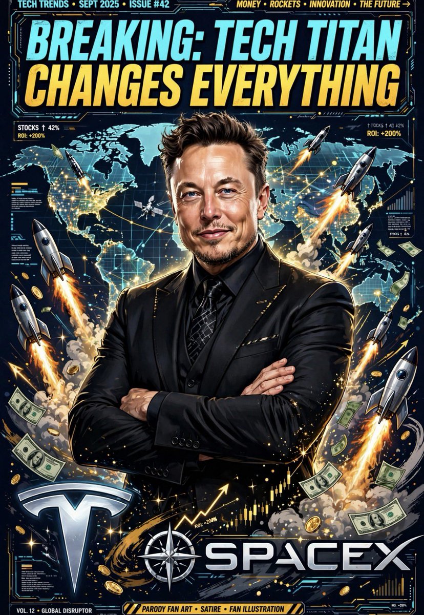 ELONUniverio's tweet photo. 🚨 BREAKING: TECH TITAN CHANGES EVERYTHING 🚨

From Tesla ⚡ to SpaceX 🚀 to World Domination 🌍

Stocks up 42% 📈 ROI +200% 💰

Is this the most powerful man on the planet?

RETWEET if you agree YES 👇
LIKE if you think NO ❤️

Let's see who wins! This will be HUGE!

#Breaking https://t.co/JgtPAtwXYN
