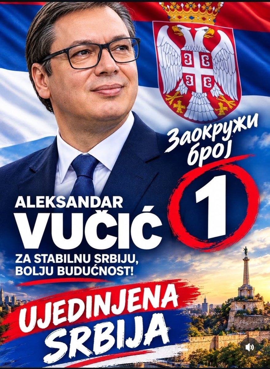LukaMiloevmf's tweet photo. Vučićeva stabilna i odgovorna politika je izvela Srbiju na put napretka i da bi nastavili napredovati broj 1 je jedini logičan izbor. https://t.co/TVPF20QZbP