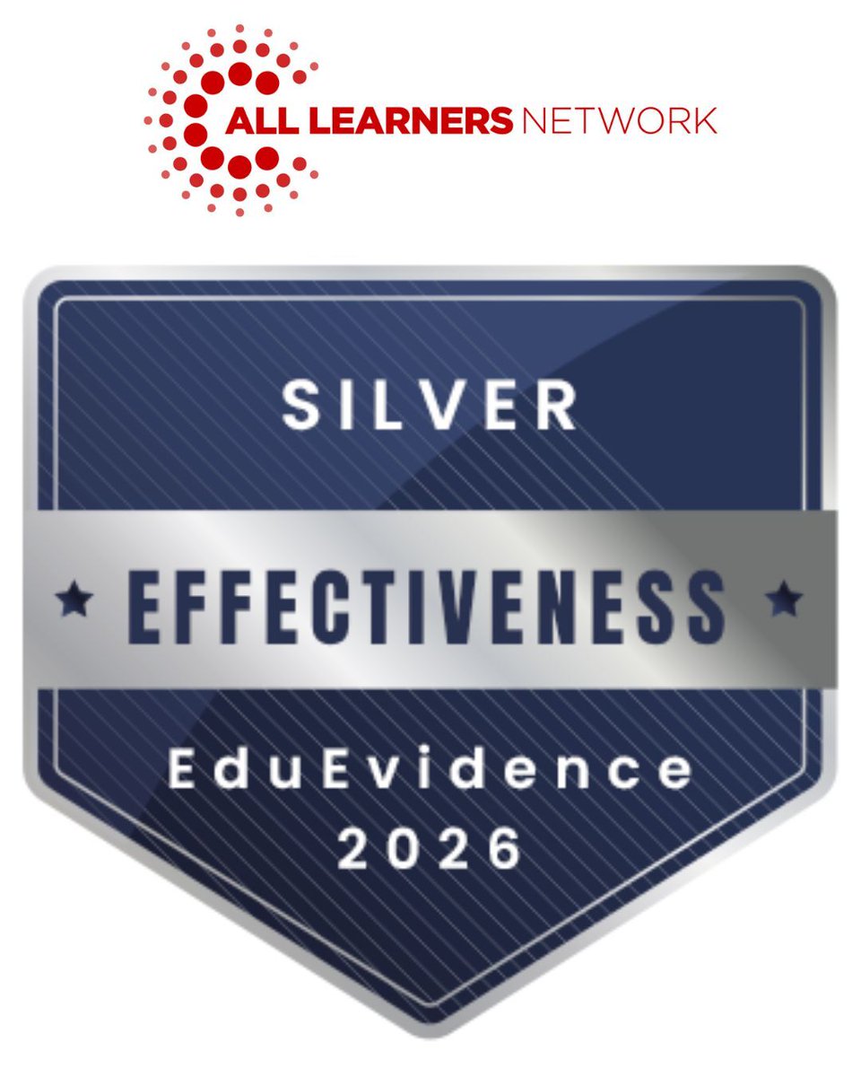 AllLearnersMath's tweet photo. All Learners Network earned the Effectiveness Silver Certification from EduEvidence, based on an independent LXD Research review rating our evidence ESSA Tier 3, "Promising Evidence." 

Grateful for the district partnerships that made this possible. 💫 

#EduEvidence #ALN https://t.co/TAVpDfMU2P