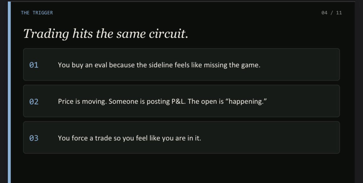 TMOCapital's tweet photo. Are you trading — or are you playing?

Most traders never answer that.
Their accounts do.

Swipe through.
Then ask it cleanly before the next session.

#NQ #Futures #TradingPsychology https://t.co/vhUBZlCEnH