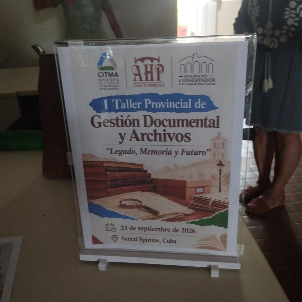 MiladysGar13631's tweet photo. Ahora en el Archivo Histórico Provincial de #SanctiSpiritusEnMarcha comienza el I Taller Provincial de Gestión Documental y Archivo, se inaugura la exposición "Archivos vivos:la memoria en sus múltiples soportes"
#GestionDocumental
#MemoriaHistorica
#SanctiSpíritusEnMarcha https://t.co/AxKvcqwqY7