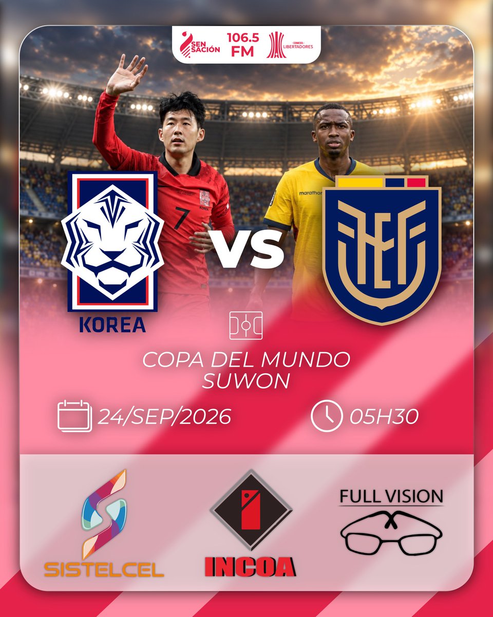 Radio1065FM's tweet photo. ¡Este jueves se madruga porque juega #LaTri ⚽️🇪🇨! Acompáñanos en el debut de Marcelo Gallardo con Ecuador en directo desde Corea del Sur 

#CoreaDelSur 🇰🇷 🆚 #Ecuador 🇪🇨

📻106.5FM en Cuenca, Azogues y Biblián
📹 YouTube: https://t.co/pYoboRE06d
🌏https://t.co/y2nPqJ3VD6 https://t.co/W6Ie678xdK
