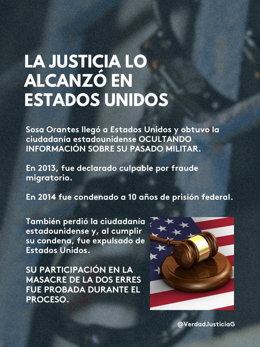 VerdadJusticiaG's tweet photo. El caso de Jorge Vinicio Sosa Orantes muestra cómo la búsqueda de justicia por crímenes cometidos durante el Conflicto Armado Interno puede atravesar fronteras.

Durante su visita a Guatemala, el fiscal estadounidense Brian D. Skaret recordó este caso como un ejemplo de cooperación internacional.

Pero la historia de Las #DosErres aún tiene asuntos pendientes.

1/2