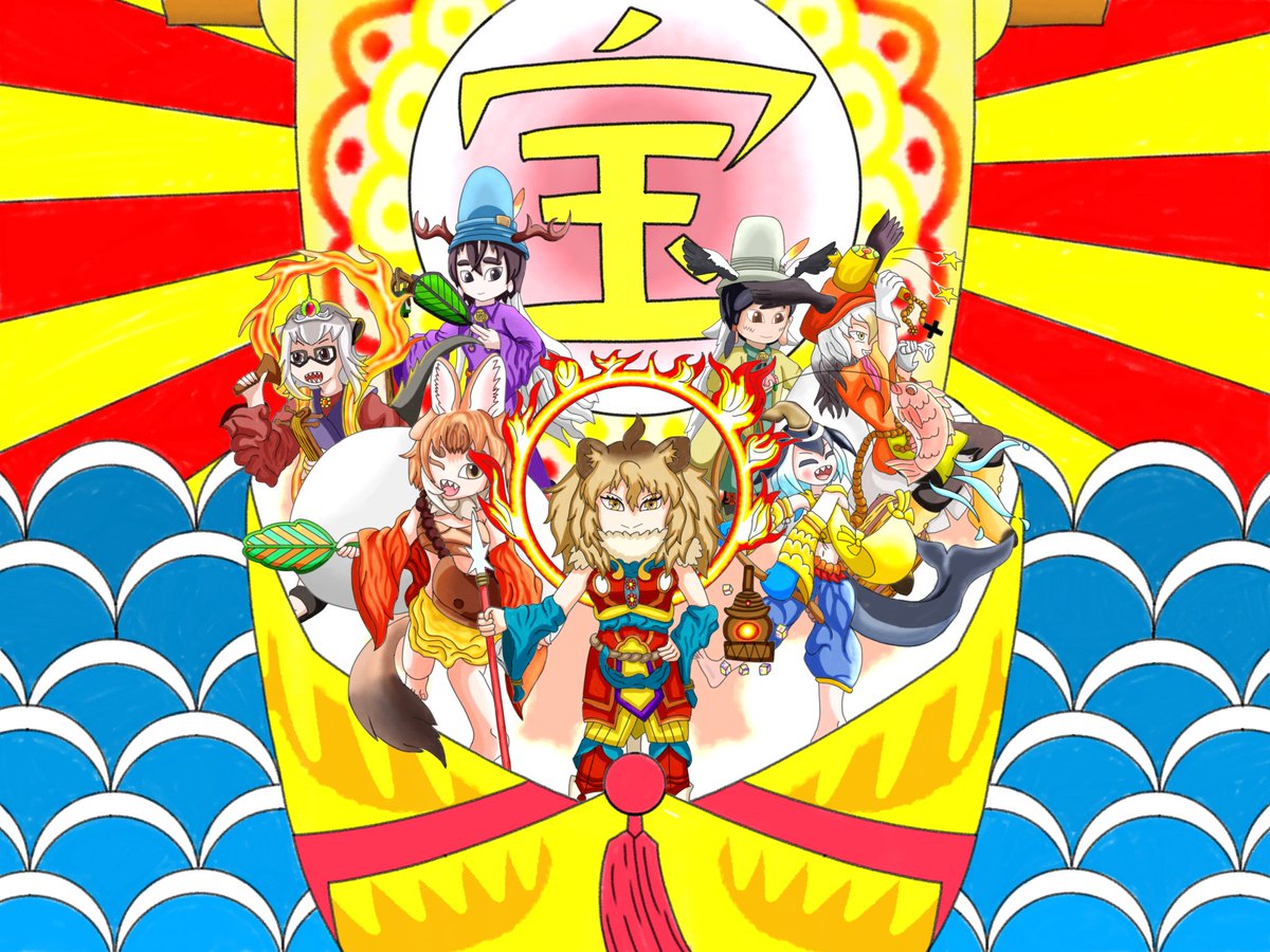 tanaorosimakuri's tweet photo. ７周年記念イラスト
【七福神な探検隊】 https://t.co/pIZZfRAUmv