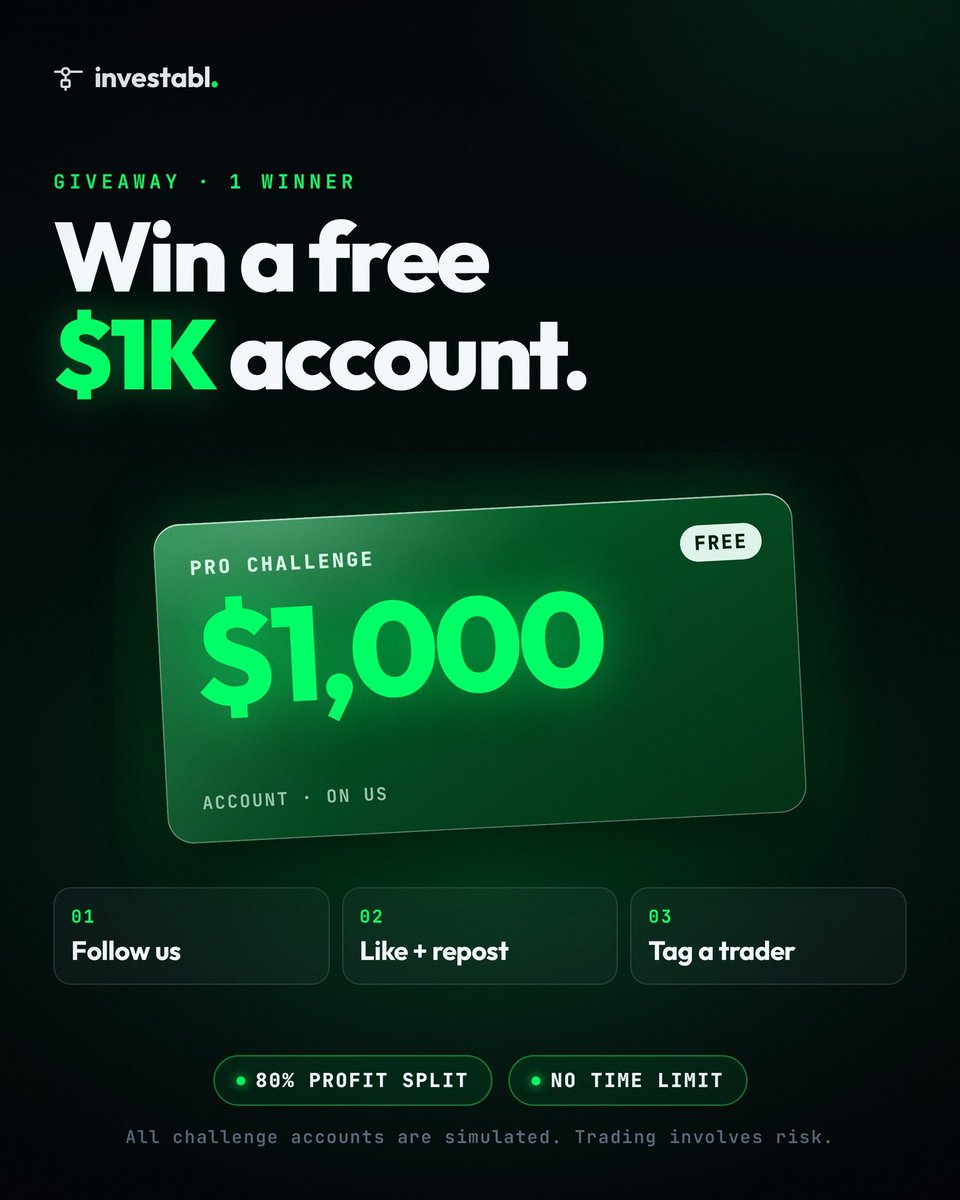 usmanmoduk's tweet photo. 🎁Giveaway Alart 🎁
$1000 @InvestablProp account

To Win

📌Follow
@usmanmoduk
@InvestablProp

📌Like♥️ &amp; Retweet this post

📌Tag 3 friends 
📌 Join discord 
https://t.co/CAh76maUMt
📌Sign up👇
https://t.co/uKNvlBoKnf⁠

Winner in 3 days Goodluck https://t.co/smzLFKKnKm