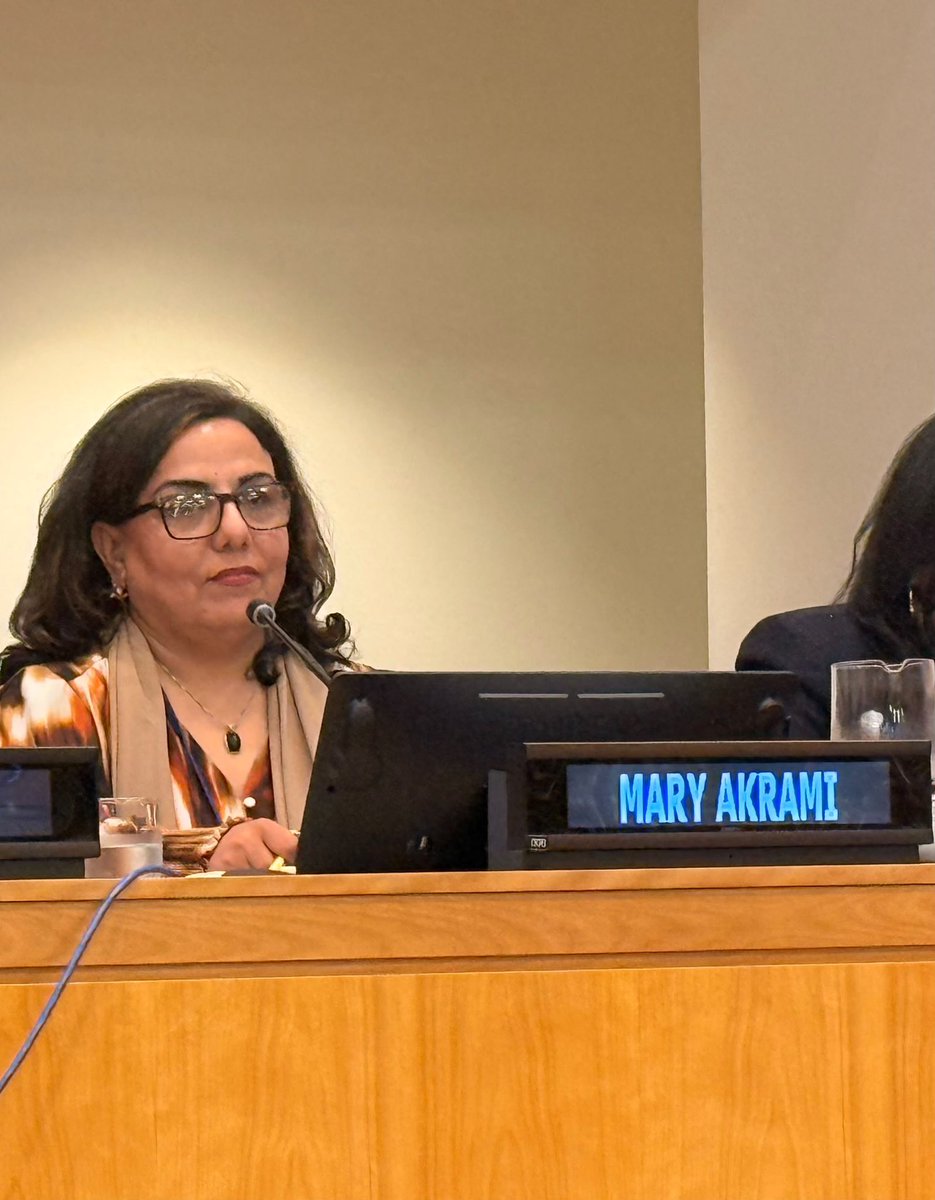 MaryAkrami's tweet photo. Today, I spoke at the WPS Ministerial-Level Side Event during the 81st UN General Assembly, sharing the realities and experiences of Afghan women. Protection and meaningful participation must go hand in hand. After five years of exclusion, we need action, accountability, and Afghan women at the table.