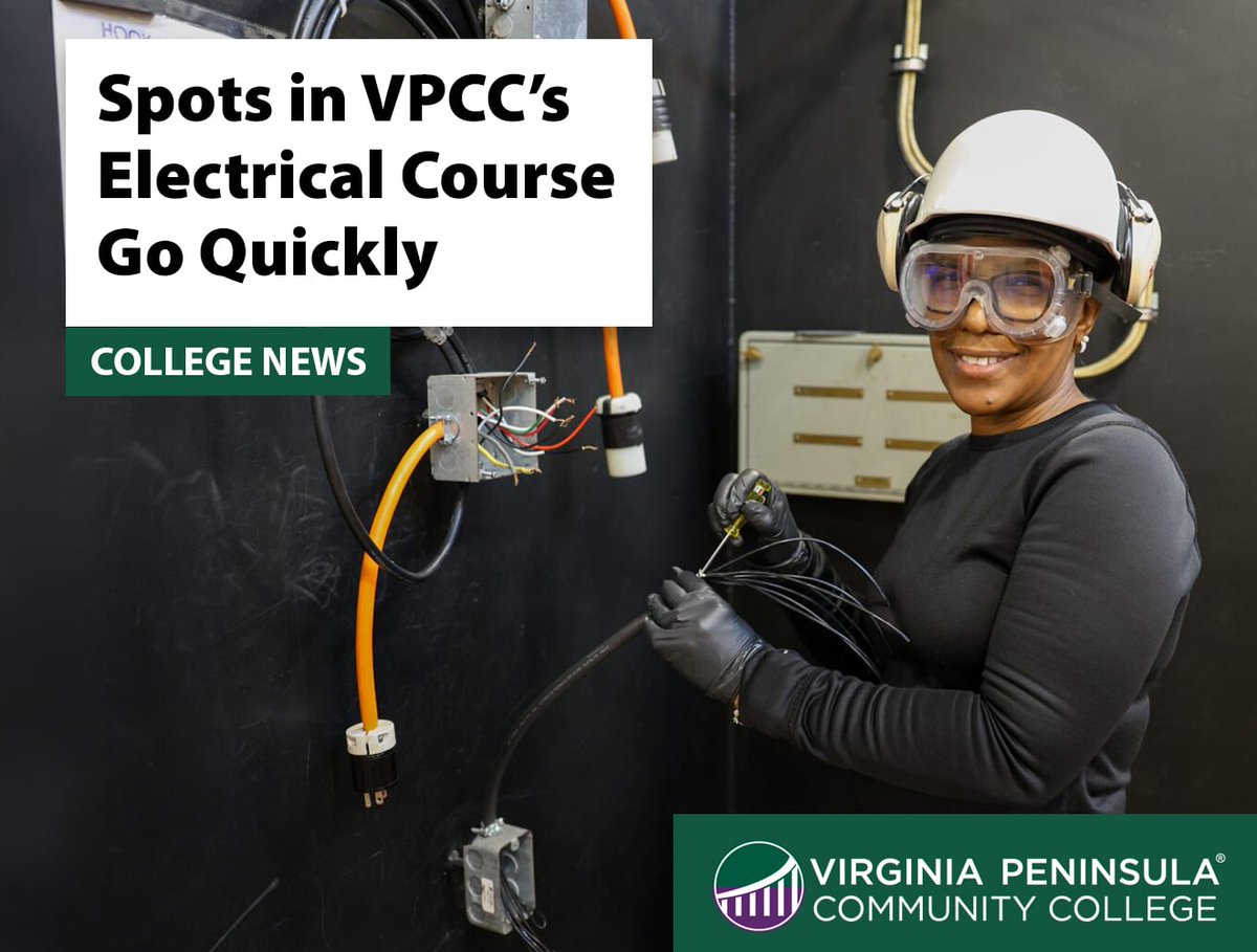 VPCCva's tweet photo. Spots in VPCC’s Electrical Course Go Quickly - https://t.co/zZ2diYwu16 #vpccva #workforcedevelopment #electrical https://t.co/bytcejY6G3