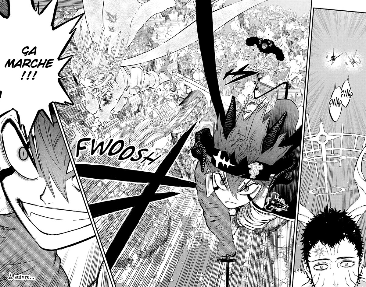 BCloverActuFR's tweet photo. ‼️ SPOIL BLACK CLOVER #BCSpoilers ‼️

Les gens qui OVERREACT sur le fait que Pierrot va RUSH Black Clover n’ont jamais lu un chapitre du manga de leur vie, je jure. 😭

Il suffit d’ouvrir n’importe quel tome vers la fin pour voir que chaque chapitre comporte 3 à 5 DOUBLES PAGES avec très peu, voire aucun dialogue.

Il n’y a VRAIMENT PAS de quoi s’inquiéter pour le rythme : ils resteront FID��LES au manga. 🙌