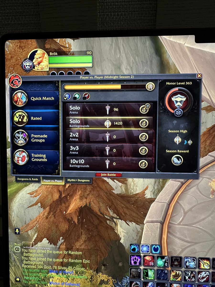 elyptos's tweet photo. Playing guardian with high haste right now and it’s working well. Maybe too well. Leading dps and needed some more heals lol died more than I would like to. Still learning. Druid has become my all time favorite just suck at resto still. #pvp #wow https://t.co/Qy5eJU3eHY
