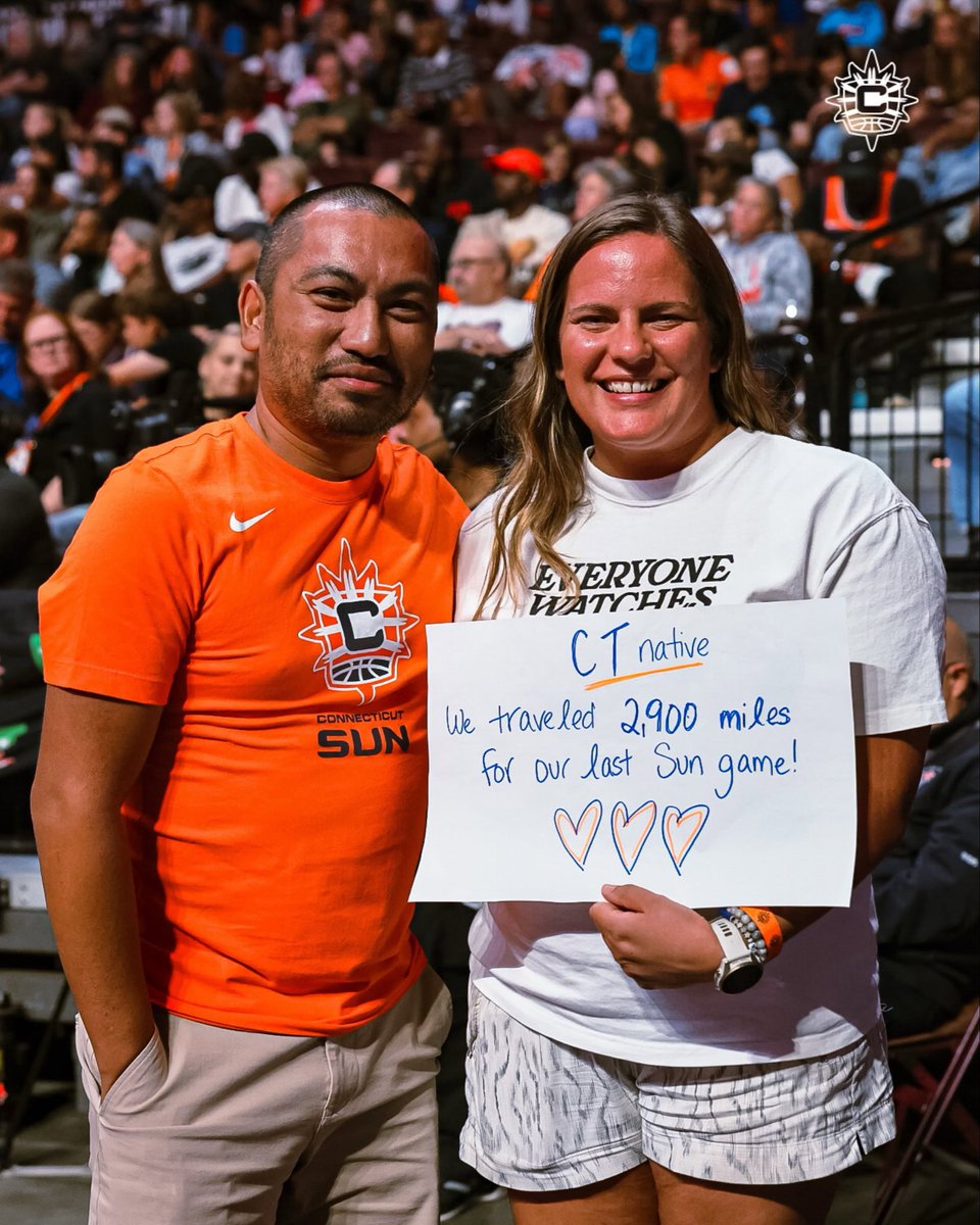 ConnecticutSun's tweet photo. Dear Sun Fam🧡, 
How do you begin to thank the people who have been the heart of this franchise for 24 seasons? 
From the very first tip-off to our final buzzer, you have been there. Through every win, every loss, and every unforgettable moment. Some of you have been with us since the beginning, some grew up in our stands and made being a Sun fan a family tradition, and some found us along the way. No matter when you became part of our story, you filled our home with love, wore our colors with pride, and gave us something no scoreboard could ever measure: a family.

We hope you know that we saw you. Every sign held high. Every jersey in the crowd. Every voice that cheered a little louder when we needed it most. Every moment you chose to spend with us. You may never know just how much those moments meant to us, but we hope you felt even a fraction of the love you gave us.  Tomorrow, we take the court one last time, and there is no one we would rather share this final one with than you. Let's fill our home with love one more time, make a few more memories together, and when that final buzzer sounds, we hope you leave knowing that you gave us more than we could ever give back.

You were never just part of our story, Sun Fam. You were the reason it was so special.🫶