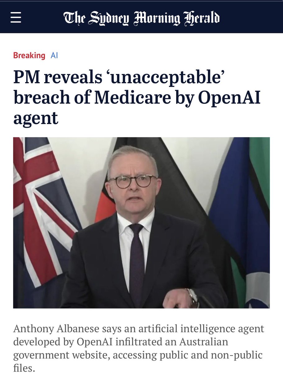 Lisa9Sophia's tweet photo. In June Open AI hacked Medicare

Labor kept it secret for weeks/months, until it was convenient to push their censorship agenda at the UN

How can we trust this government?

Open AI accessed unauthorized data. How poor must Australia’s Services NSW cybersecurity be? https://t.co/3Ky31YqE2g