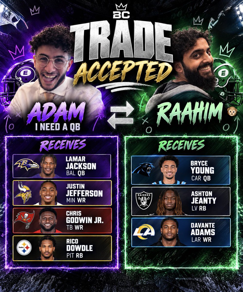 begchoke's tweet photo. 🚨 TRADE ACCEPTED: The hostage situation is officially over. After two weeks in captivity, Adam has successfully negotiated Lamar Jackson’s release and been recovered alive. https://t.co/ELsMS0tgTj