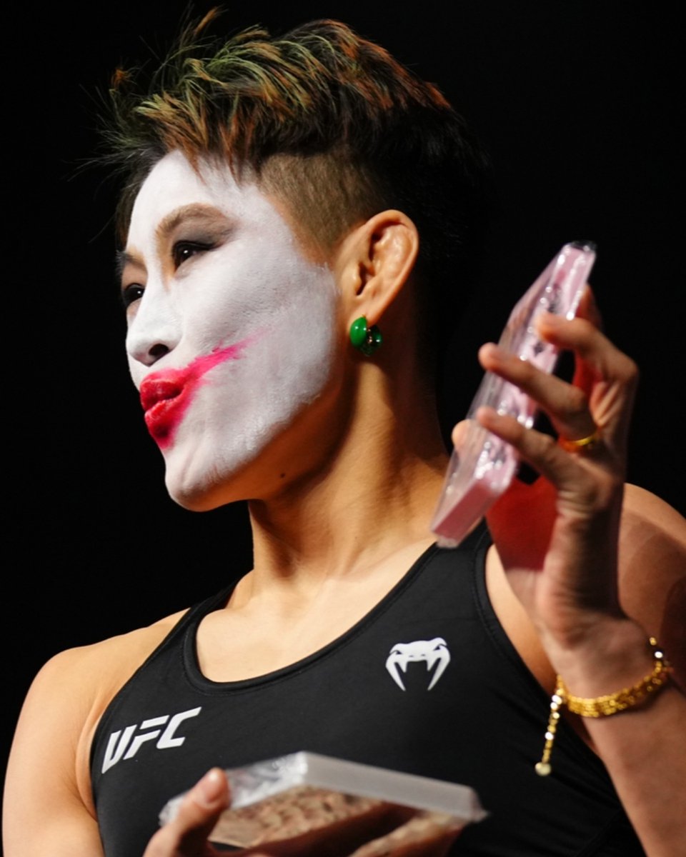 ufc's tweet photo. Introduce a little anarchy and everything becomes chaos 🃏

Wang Cong looks to leave #UFC332 the flyweight champion!

[ OCT 3 | LIVE at 8pmET on @ParamountPlus and @CBS ] https://t.co/7cKFKeSiUA