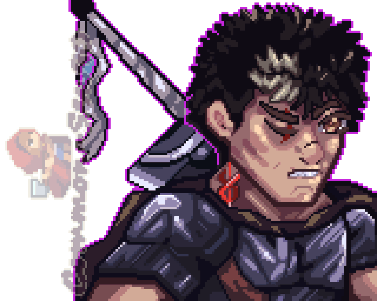 commonsen90px's tweet photo. #Guts #berserk #Pixelart #Anime #Commonsen_90pixels #colorful #dragonslayer #pixelated #pixelartist #spikyhair #metalarmor #metal #browneys #eyesglow #scars https://t.co/x3jlSYufel