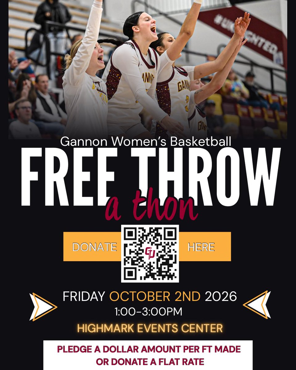 GannonWBB's tweet photo. Our Annual Free-Throw-A-Thon will help support our team’s trip to Las Vegas, Nevada ♠️🎲

Each player will shoot 100 FTs! There are two options to support our program:

♦️Pledge a $ Amount per Shot Made
 
♦️Donate a flat rate 

https://t.co/kpw5H0bw56

#GannonWBB https://t.co/ly9TUyi7yn