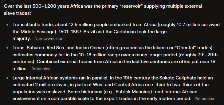 rollaville's tweet photo. @rirokpik Africans owe reparations to the entire word. They created the slave trade. Blacks have captured more slaves than all other races combined. You look at a tiny 200 years when slaves were in America, but ignore the over 1000 years that Africans were enslaving their own? 😂 https://t.co/uFsGWVNsry
