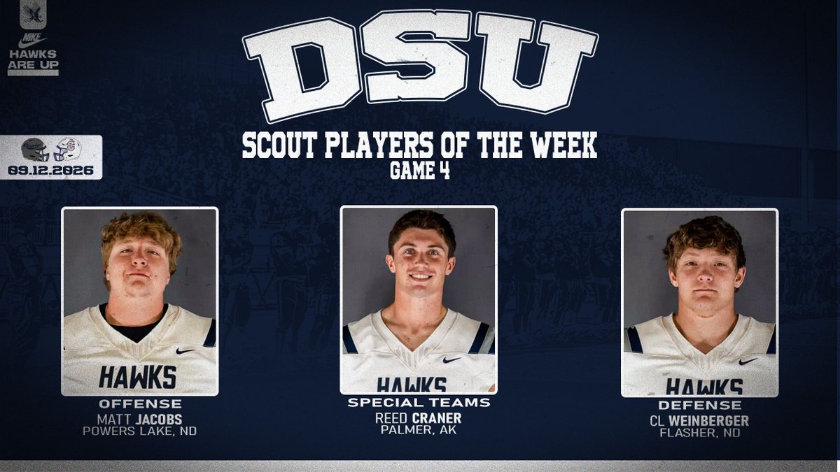 BlueHawkFB's tweet photo. GAME 4 SCOUT PLAYERS OF THE WEEK https://t.co/CkpzXYeYG0