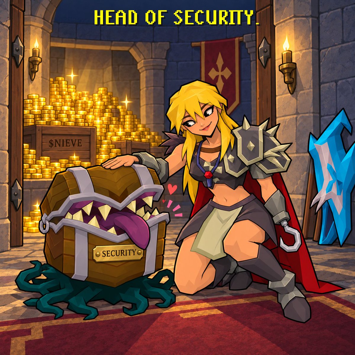 NIEVEonchain's tweet photo. Nieve found a chest that bites.
Promoted it to head of $GP security.
$NIEVE https://t.co/ZtrSgADUO2