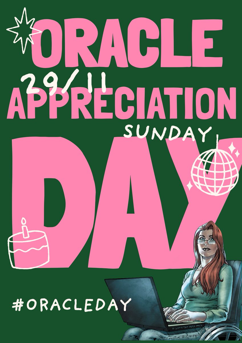 oraclefolder's tweet photo. Announcing #OracleDay! 🦇💻

A day to celebrate DC Comics’ hacker hero, Barbara Gordon, and the importance of authentic disability representation in comics.

📅 November 29 — save the date! 👽 
#BabsDay #BarbaraGordon #Oracle https://t.co/fprjcLf7pC