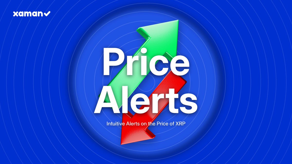 XamanWallet's tweet photo. Where's your $XRP price alert set? 👇

Price Alerts in Xaman: exact price, % move, one-time or recurring, get a notification the moment it hits.

The market doesn't wait. Neither should your notification. Be ahead. https://t.co/7ouT3Fyxrd