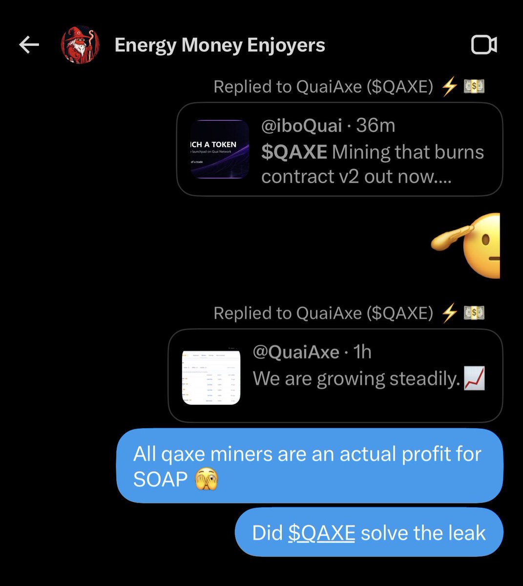 iboQuai's tweet photo. Is this true? quai-network:native 

Btw, if you aren’t in the Energy Money Enjoyers group yet. 

Drop a comment. https://t.co/X5kSS9hjRb