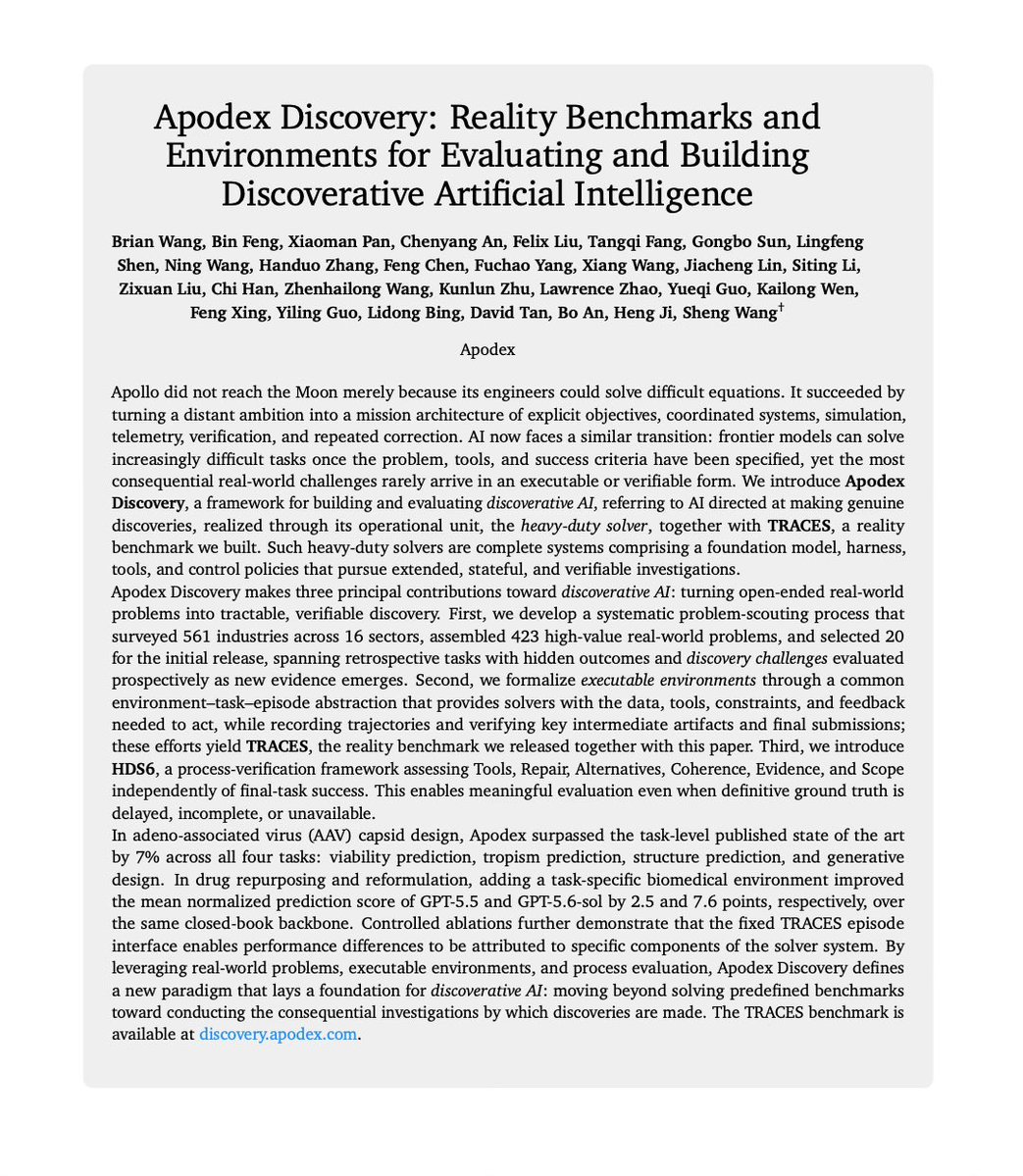 TRACES paper and benchmark teaser showing solver-level evaluation for open-ended problems rather than fixed answer keys