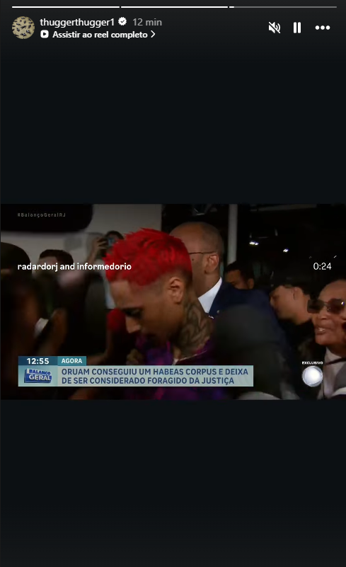 RapMais's tweet photo. 🔥YOUNG THUG REPERCUTE HABEAS CORPUS DE ORUAM E AUMENTA CONEXÃO COM RAPPER BRASILEIRO

Thug compartilhou nos stories uma reportagem sobre a decisão que beneficiou Oruam e, recentemente, também passou a seguir o artista. 

Horas atrás Oruam apareceu em um vídeo retirando a tornozeleira eletrônica enquanto usava SP5DER, marca ligada a Young Thug.