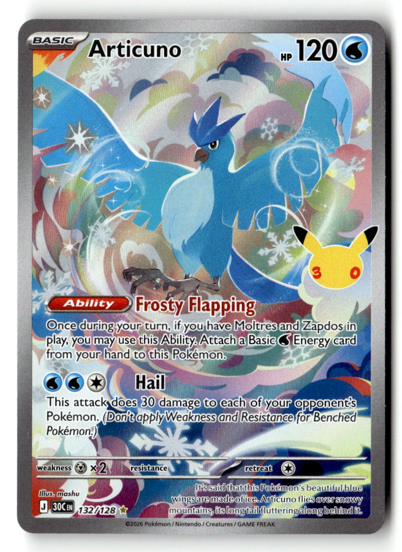 CardCacheNV's tweet photo. New arrival: Articuno ❄️🐦 Rainbow-holo shimmer, 30th Anniversary Pikachu stamp — a shelf piece as much as a player. Legendary birds collectors, this one's for you.

https://t.co/20LffbxI1Y

#PokemonTCG #Articuno #CardCacheNV #30thCelebration https://t.co/kvLawxhefp