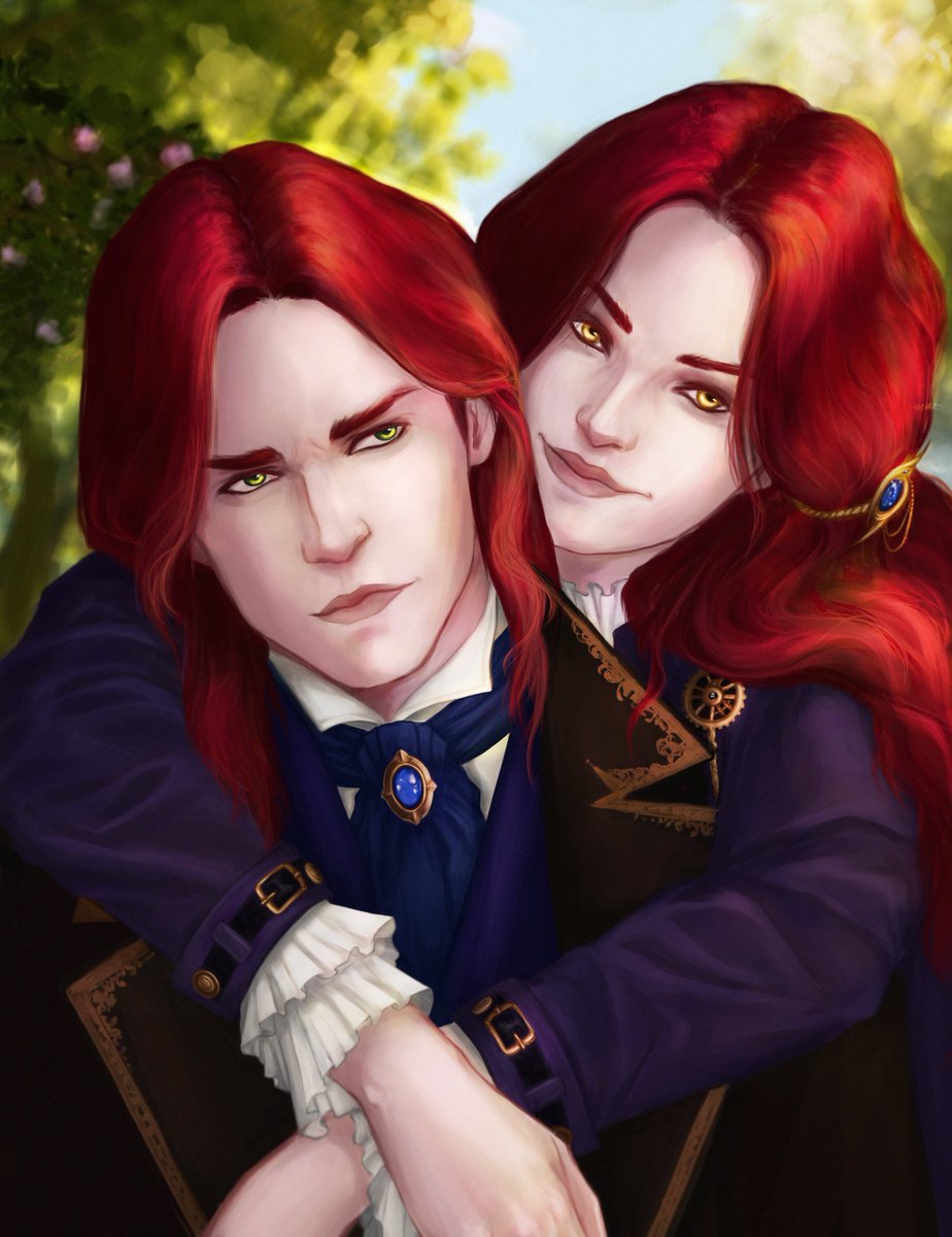 csf1ame's tweet photo. Katreia and Demineus von Valancius, brother and sister Rogue traders in a distant and rather happy past ✨ 
Demineus is the son of @dormienti_art 

#warhammer #warhammer40k #warhammerfanart #roguetrader #von_valancius #rogue_trader_oc #rogue_trader_fanart https://t.co/nSJqNj22mL
