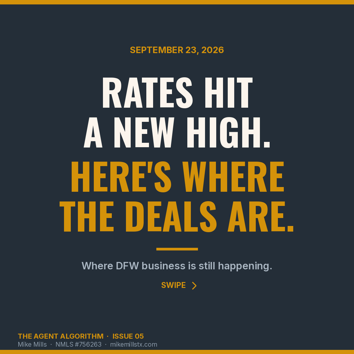 mikemillstx's tweet photo. The 30-year mortgage rate hit 7.26% today, a new 52-week high. The 10-year Treasury hit its highest level since 2007.  
No war headline. No Fed meeting.  

So I skipped the predictions and asked where DFW business is still happening. #DFWRealEstate https://t.co/foYmuba10p