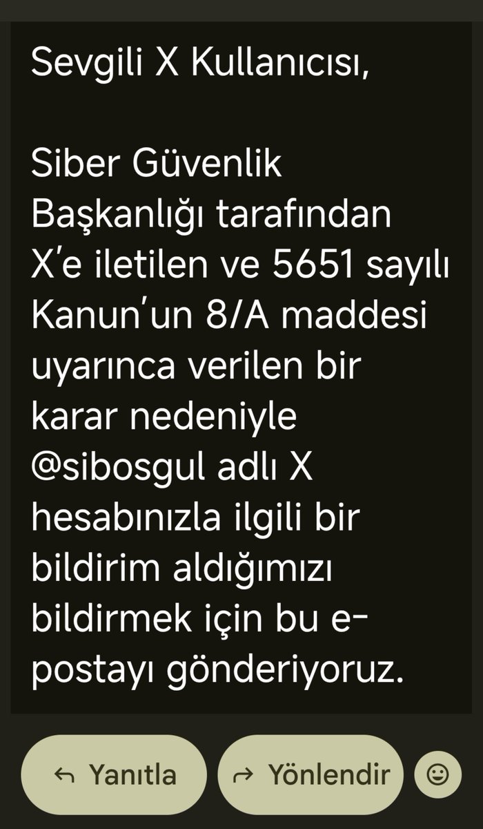 gulsibos's tweet photo. Böyle bir e posta geldi ve hesap benden kilitli şuan 😕 https://t.co/siX74Bho16