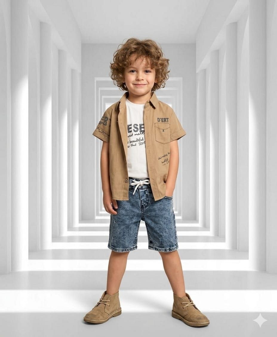 FatihPrens's tweet photo. Summer-ready style for little boys: a shirt, tee, and denim shorts set that’s smart and comfy. Sizes 2–5 years. Perfect for outings and photos. Order by DM or WhatsApp 78 868 280. https://t.co/1nYBiWx3EJ