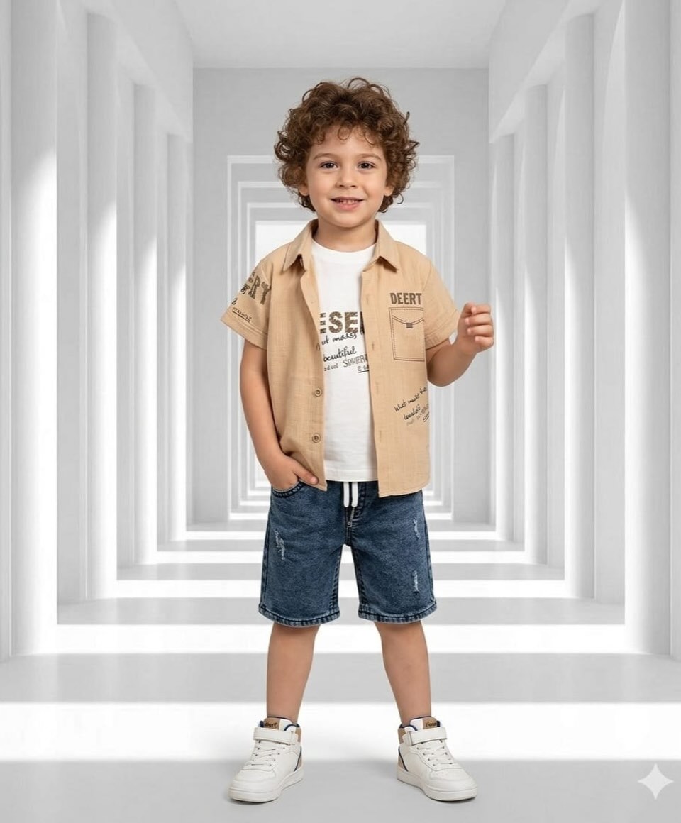 FatihPrens's tweet photo. Summer-ready style for little boys: a shirt, tee, and denim shorts set that’s smart and comfy. Sizes 2–5 years. Perfect for outings and photos. Order by DM or WhatsApp 78 868 280. https://t.co/1nYBiWx3EJ