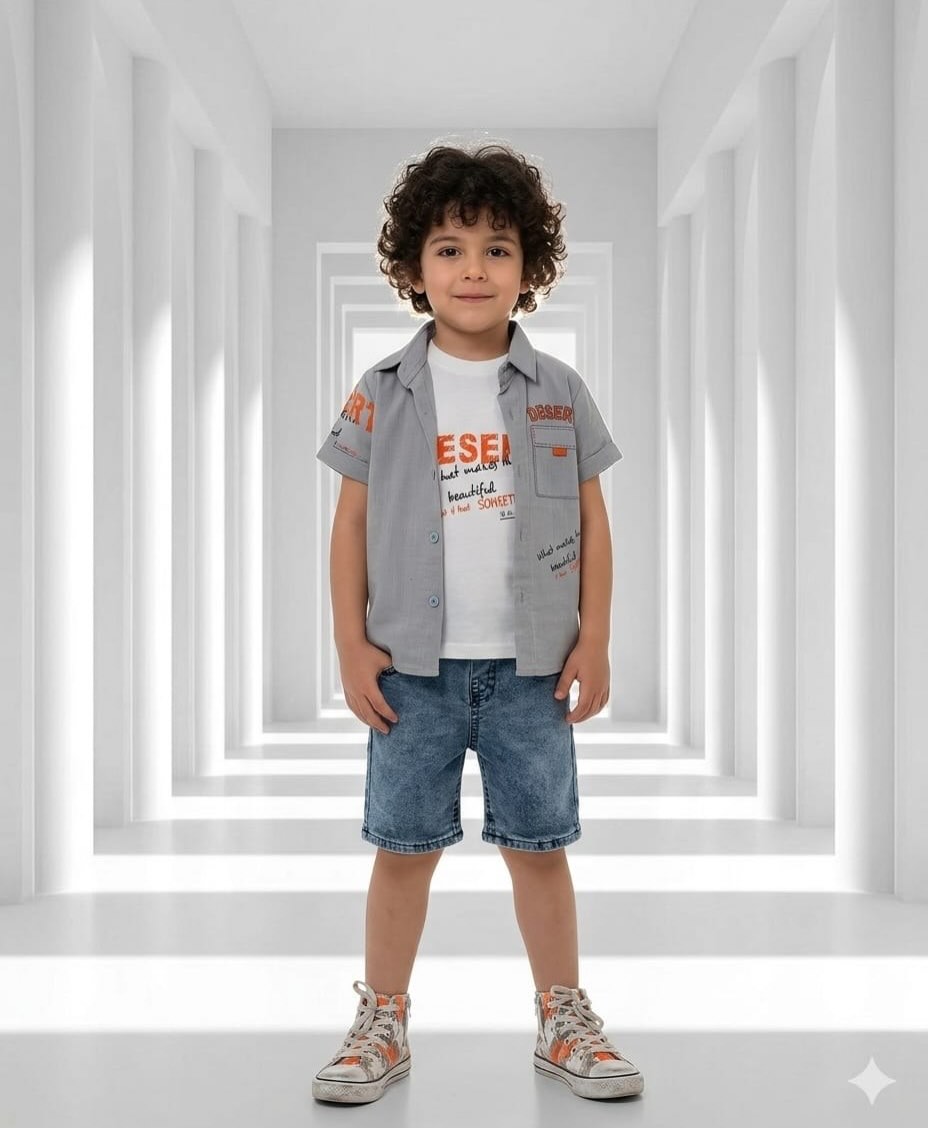 FatihPrens's tweet photo. Summer-ready style for little boys: a shirt, tee, and denim shorts set that’s smart and comfy. Sizes 2–5 years. Perfect for outings and photos. Order by DM or WhatsApp 78 868 280. https://t.co/1nYBiWx3EJ