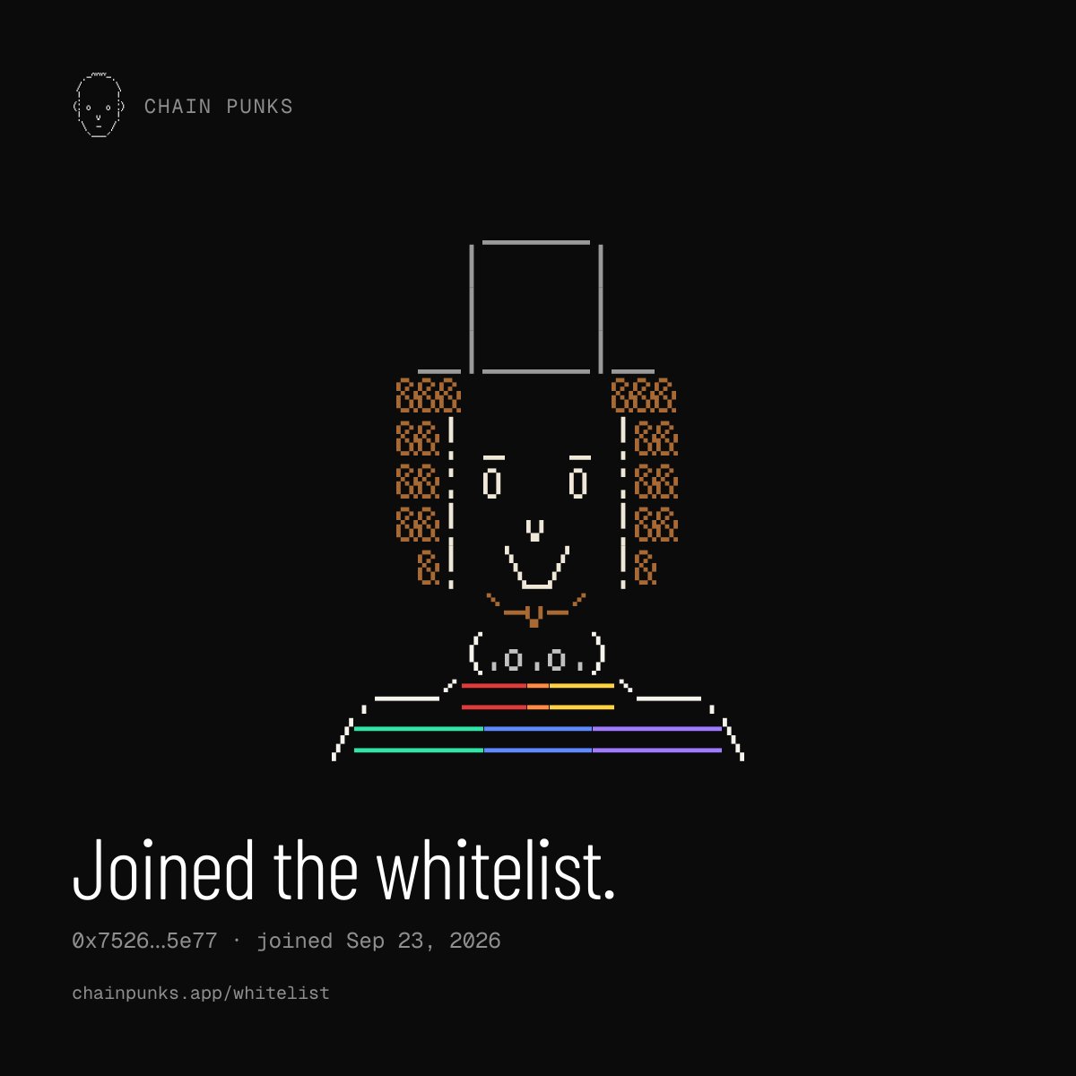 batunxie's tweet photo. I joined the @ChainPunksNFT whitelist. https://t.co/mzpYQ6NZ4F

#NFT #Bullish https://t.co/BFdSrk0anl