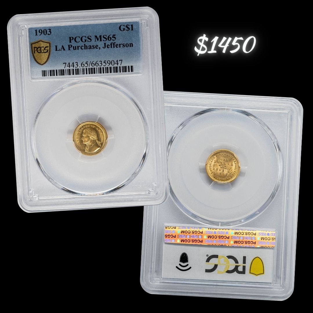 nfccoins's tweet photo. On this day in 1806, Lewis and Clark arrived back in St. Louis, MO. This 1903 G$ Jefferson LA Purchase MS65 PCGS Secure was the first commemorative gold coin issued by the U.S. Mint. 

Website: https://t.co/iHYQAgPS1V

eBay: https://t.co/uHiMPcg9rP

#tnfc #goldcoins #pcgscoin https://t.co/cMuFg54y3B