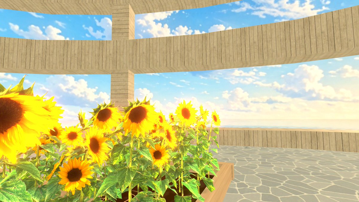 Sakurako_Mariko's tweet photo. 青空の海と向日葵の園
#Cluster #ClusterPhotography #Clusterワールド紹介 #Cluster_world #Cluster_world紹介 https://t.co/vWCcffeh6u
