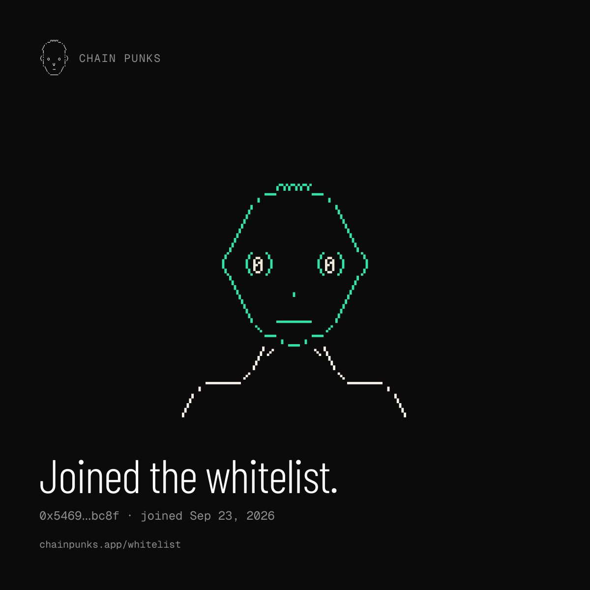 nrlartt's tweet photo. @0xmonas I joined the @ChainPunksNFT whitelist.

https://t.co/yUzkGKcsF7 https://t.co/HGO6fJnRPL