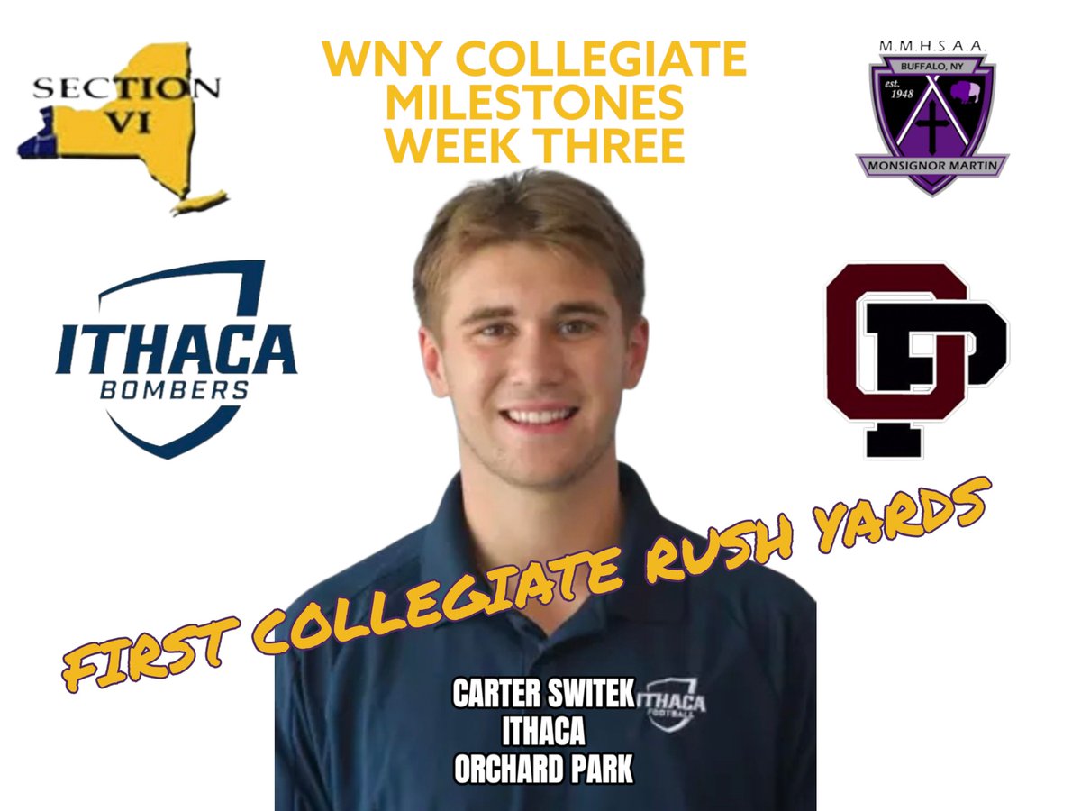 VSEAthletics's tweet photo. Congratulations to Orchard Park alum @CarterSwitek on his first collegiate rush yards! 🏈 https://t.co/JbJAI1Ur99 https://t.co/QVtrmGky08