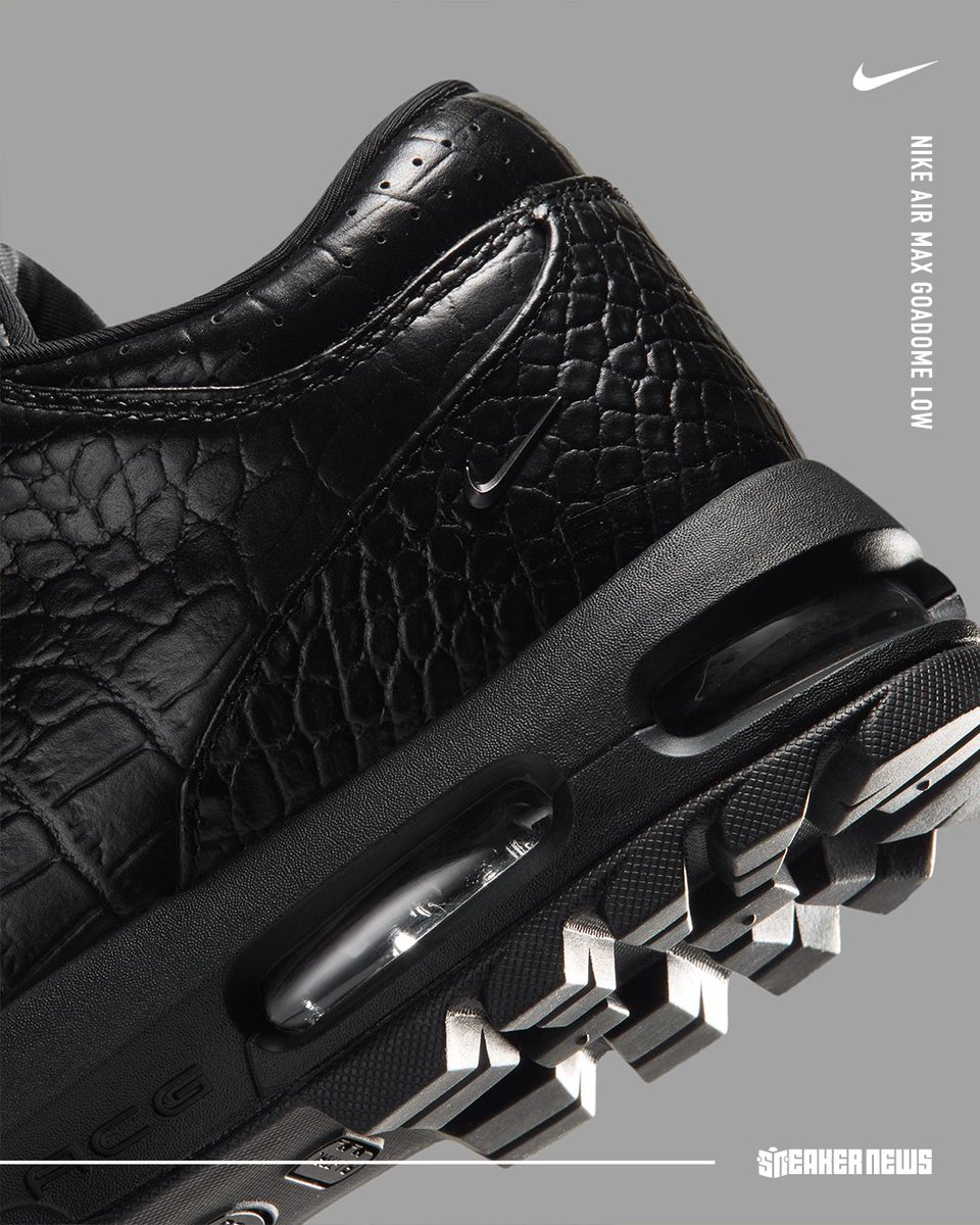 SneakerNews's tweet photo. Nike Air Max Goadome Low "Croc-skin" Pack releases on October 6th for $175.

Release date for the third pink pair is TBD.

Official images >> https://t.co/1G4zZ1f8Zn https://t.co/N6gkbf8dSU
