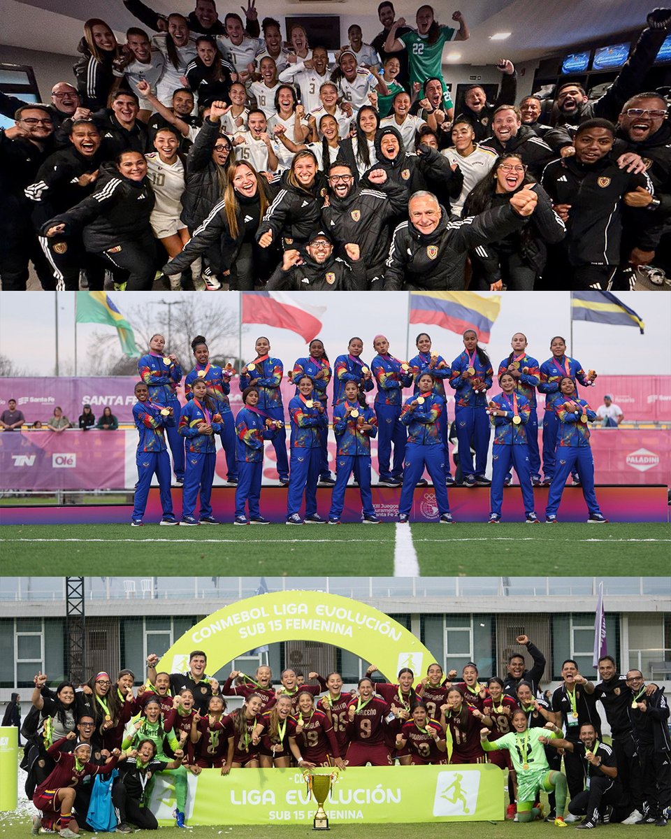 yosoyfutven's tweet photo. Sin el mismo poder mediático. Sin el mismo respaldo económico. Sin recibir el mismo trato que la selección masculina.

Pero cuando llega la hora de competir, son ellas las que responden.

ELLAS SÍ CLASIFICAN AL REPECHAJE, ELLAS SÍ GANAN MEDALLAS DE ORO, ELLAS SÍ GANAN TORNEOS https://t.co/b72XJ5ArSP
