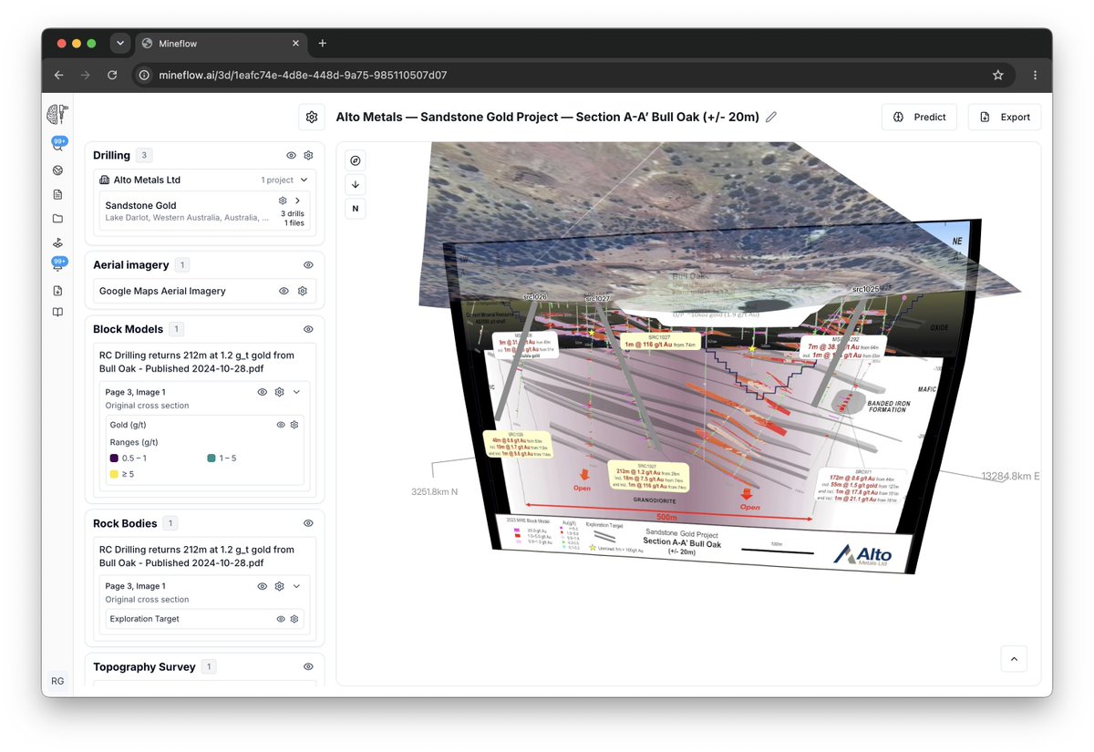 ryan__goggins's tweet photo. Launched cross section vectorization today in Mineflow! We can now automatically pull cross section images out of documents and project them into 3D space and let you export them to other geological modeling software. Documentation here:  https://t.co/JnybMsHxwr https://t.co/dIJOWlUBnC